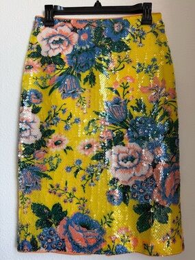 NWT Diane Von Furstenburg Sequin Spring Pencil Skirt